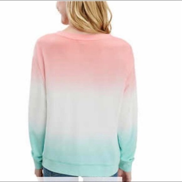 Splendid Dip Dye Ombre Waffle Knit Thermal Long Sleeve T-Shirt M - Picture 3 of 5